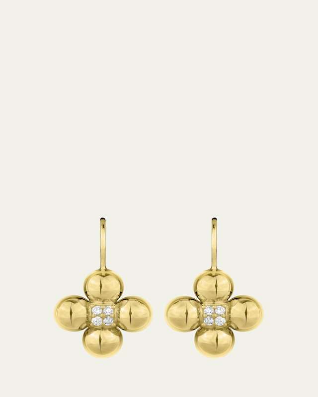 18K Yellow Gold 6mm Bead Orbit Earrings with Diamonds